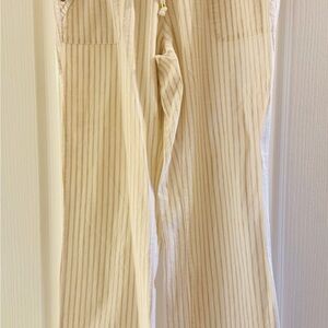 Guess Cream Striped Wide Leg Pants